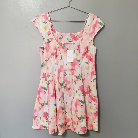 a new day Dresses & Skirts - NWT A New Day Pink Floral Cotton Womens Dress Fit and Flare Size 10